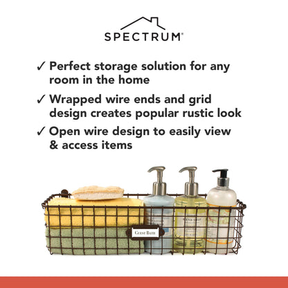 Spectrum Diversified-15924 Vintage Basket, Rustic Farmhouse Kitchen Storage Cabinet & Pantry
