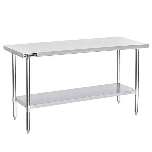 DuraSteel 30x72 Stainless Steel Prep Table - NSF Commercial Kitchen Metal Worktable - Large Laboratory Benches with Under Shelf - For Laundry Room, Kitchen, Garage, Restaurant