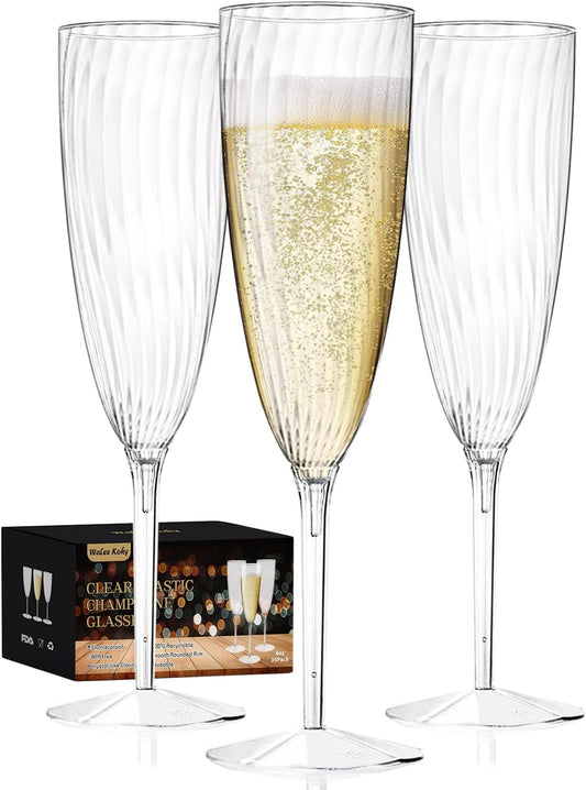 Plastic Champagne Flutes, 36 PCS Clear Disposable Wine Glasses Reusable Plastic Cocktail Cups for