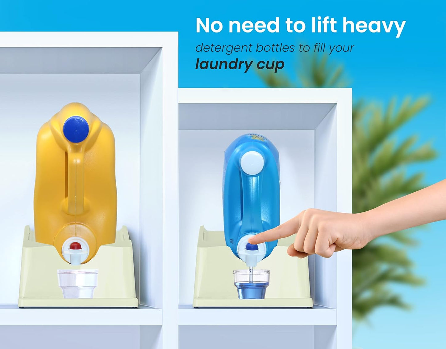 TidyFriend Laundry Detergent Holder Stand Organizer with Drip Tray, 3 Pack Laundry Soap Holder with Non-Slip Rubber Feet for Washing Space Organization, Angled Downward Slope for Easy Pouring (Green)