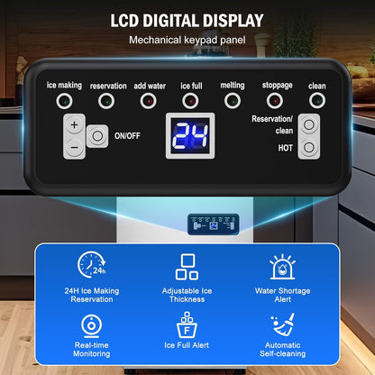 Commercial Ice Maker Machine 120 LBS/24H, 40 Ice Trays Freestanding & Undercounter Ice Machine Stainless Steel with 20 LBS Ice Storage Capacity, Ice Maker with Water Line and Filter, Dual Water Inlet