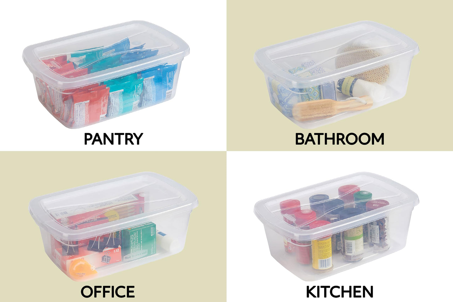 Rubbermaid Cleverstore Home/Office 6 Quart Clear Plastic Storage Tote Container Box Bin with Lid