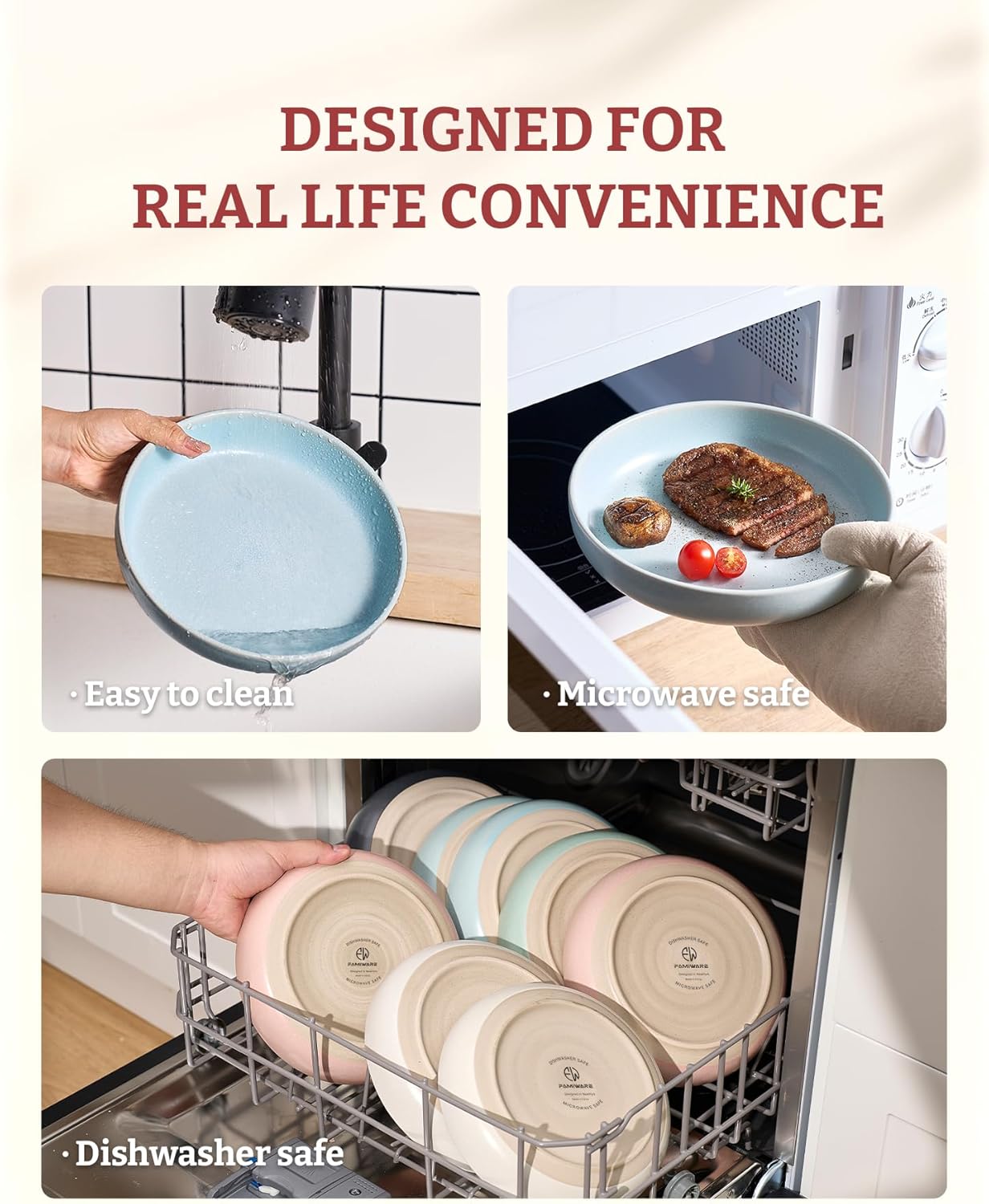 famiware Milkyway 33 oz Bowl Set, Pasta Bowls Set of 6, Salad Bowls Perfect for Your Friend for Housewarming, Thanksgiving, Christmas, Light Blue