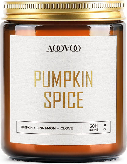 AOOVOO Pumpkin Spice Candles - 9 oz Scented Candles, Aromatherapy Candle, Soy Candle for Home Scented
