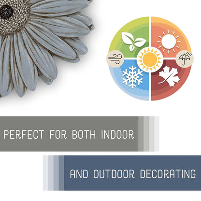 NAT & Jules Gerbera Daisy Flower Shaped Dimensional Indoor Outdoor 12 inch Cast Resin Decorative Garden Stepping Stone, Patio, Walkway Sculpture Yard Art, Stone Grey