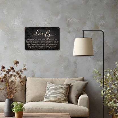 Heuhuww Family Isn't Defined Only By Last Names or By Blood Tin Sign for Home Office Room Wall Decor Gifts for Sister Best Friend Adopted Family 8"x12"(H23)