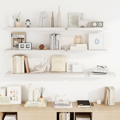 48 Inch Floating Shelves, 48"x9.25"x1.5" Inch Deep Floating Shelves for Wall, Wooden Shelves for Bathroom, Bedroom, Living Room, Cream White Oak