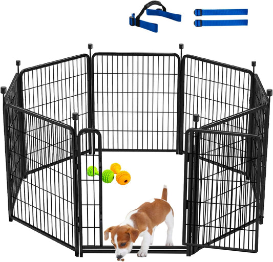 Tall Garden Fences and Borders for Dogs, 48 inch High Garden Fence, 8 Panels Total 17.7 Ft, 21 in