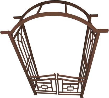 Brown Aluminum Garden Arbor Arch with Gate