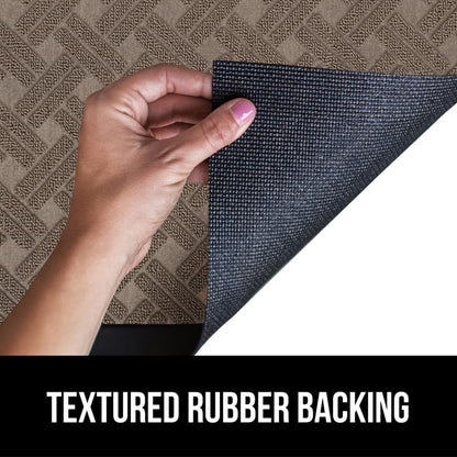 GORILLA GRIP 100% Waterproof All-Season WeatherMax Doormat, 47x35, US Designed Natural Rubber, Stain and Fade Resistant, Low Profile Indoor Outdoor Door Mats, Easy Clean Patio Mat, Taupe Basket Weave