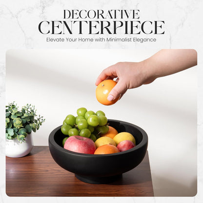 Concrete Fruit Bowl – Large Decorative Pedestal Bowl for Kitchen Counter, Entryway, or Coffee Table – Modern Catch – All Key Bowl – Heavyweight Centerpiece for Home Decor (Concrete)