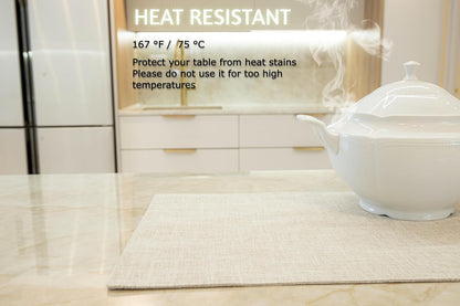 Placemat Set-Washable Place Mats for Parties, Elegant Table Mats for Kitchen Table, Set of 4 Dining Table Placemats, Heat-Resistant Cloth Placemats for Indoor and Outdoor,13x19-Light Beige