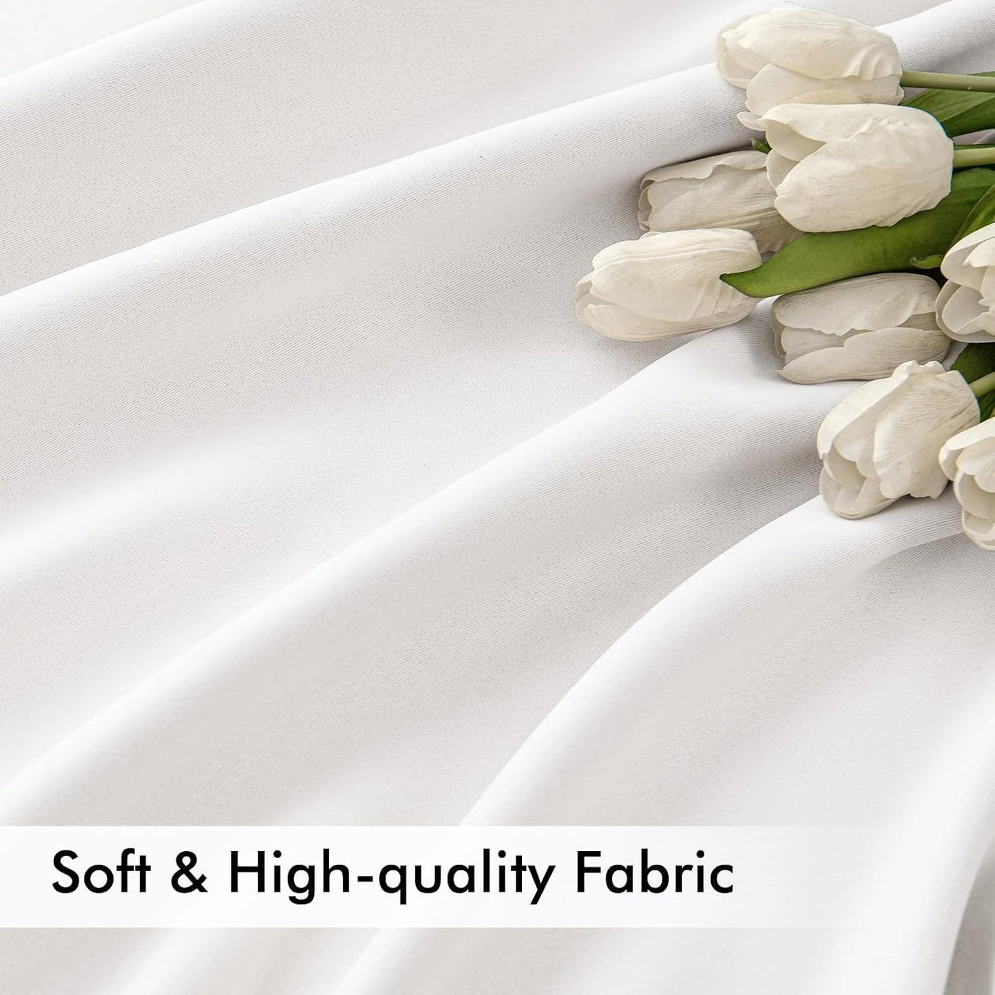 MIULEE Pure White Back Tab Blackout Curtains 102 Inch Long 2 Panels Set for Bedroom, Rod Pocket/Pinch Pleated Thermal Insulated Living Room Darkening Light Blocking Floor to Ceiling Drapes