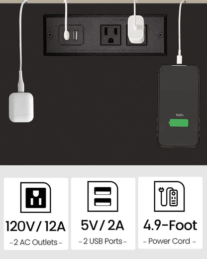 TUTOTAK End Table with Charging Station, Set of 2, Side Table with USB Ports and Outlets, Nightstand, 2-Tier Storage Shelf, Sofa Table for Small Space, Living Room, Bed Room TB01BK041