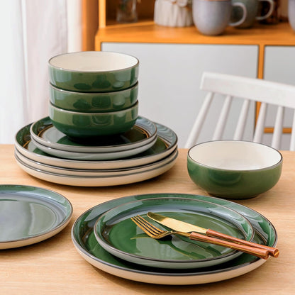 GBHOME Ceramic Dinnerware Sets, 18 Pieces Stoneware Dinnerware Set, Plates and Bowls Sets, Dishwasher & Microwave Safe,Dishes Set | Service for 6