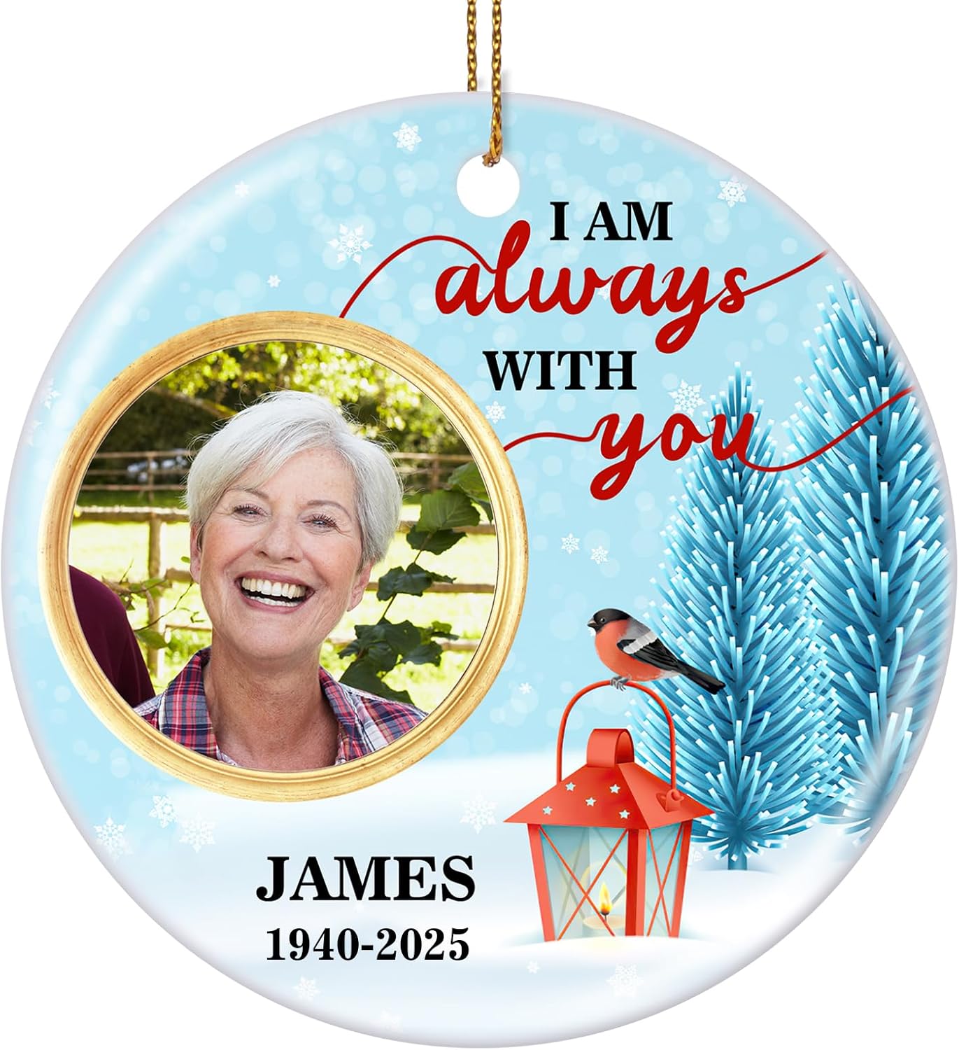 Valyria Personalized Memorial Christmas Photo Ornament, I Am Always with You Ceramic Custom Christmas Ornament 2025 Memorial Ornaments for Loss of Loved Ones Xmas Sympathy Ornament