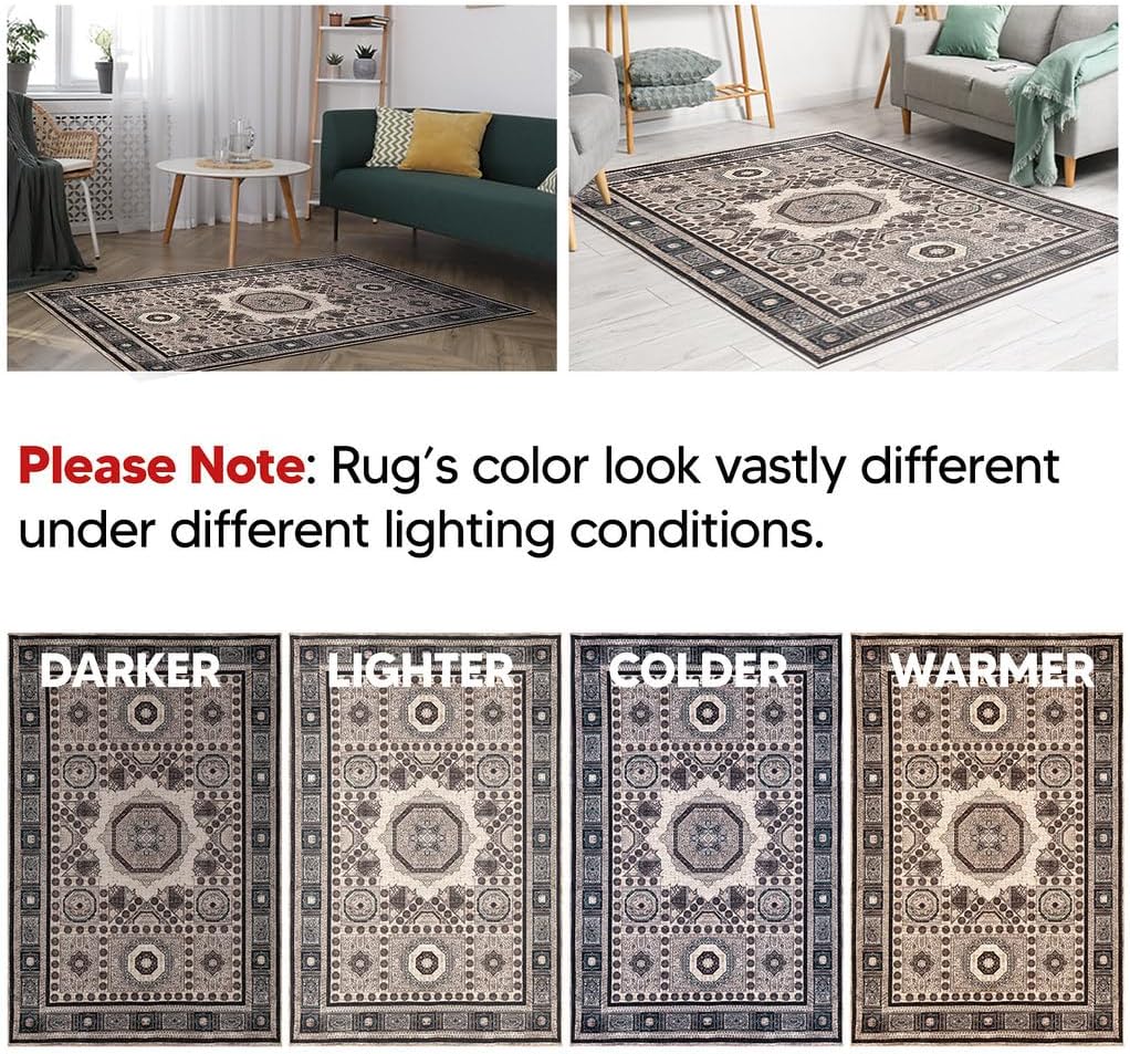 Keen Home Design 2x12 Rug - Machine Washable Runner Rug with Non-Slip Backing, Ideal for Hallway, Entryway, Kitchen, Laundry Room - Vintage, Easy Clean, Durable, Low Pile - (2'6" x 12')