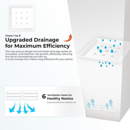 Worth Garden 28" H. Large Metal Glazed Planter Set of 2, Modern Glossy Finish White Tall Square Tapered Steel Flower Plant Pots for Indoor & Outdoor Use - Insert Plate with Drain Holes, Air Vents