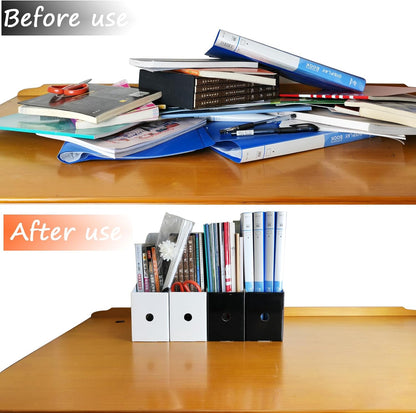 24 Pack Cardboard Magazine Holder, Magazine File Holder for Home, Office, Desk, 10.6'' H×10.2'' L ×3.5''W Magazine Storage Box (12 Pack White and 12 Pack Black)