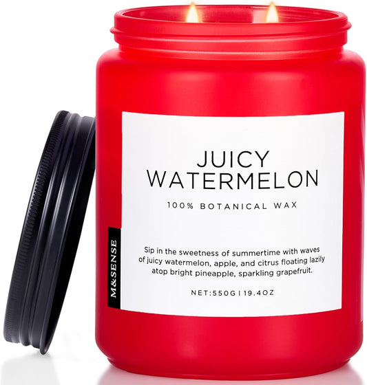 M&SENSE Juicy Watermelon Scented Candle, 19.4oz 110 Hours Clean Non Toxic Natural Soy Wax Long