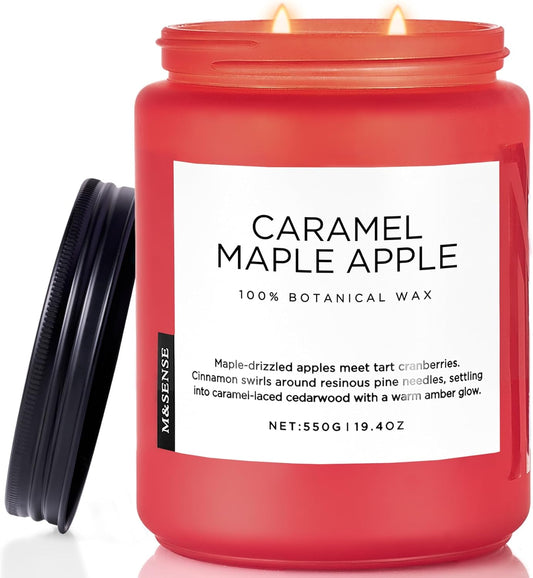 M&SENSE Caramel Apple Pie Candles for Home Scented, Natural Soy Wax 19.4oz Long Lasting 110 Hours