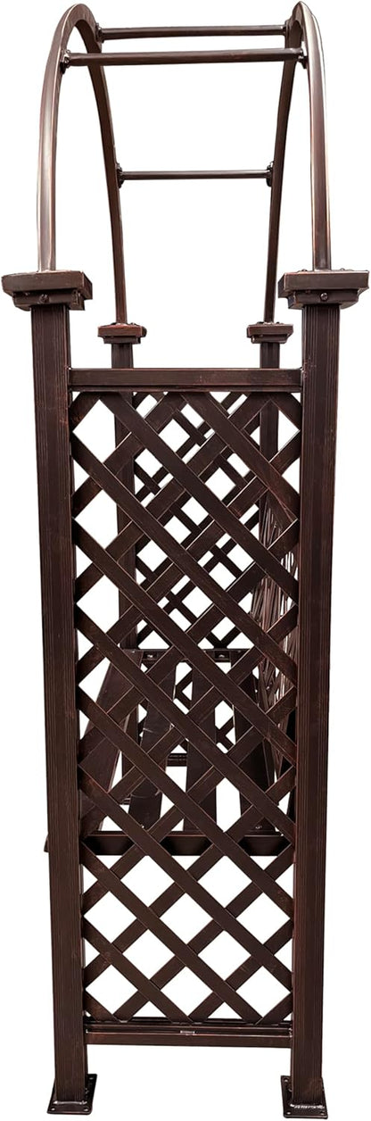 Bronze Aluminum Garden Arbor Arch with 2-Seater Bench