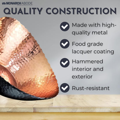 Monarch Abode Hand Hammered Decorative Bowl for Home Decor, 7.5-Inch White and Copper Plated – Key Bowl for Entryway Table, Catch All, Decorative Fruit Basin, Key Holder, Bowls for Home Decor