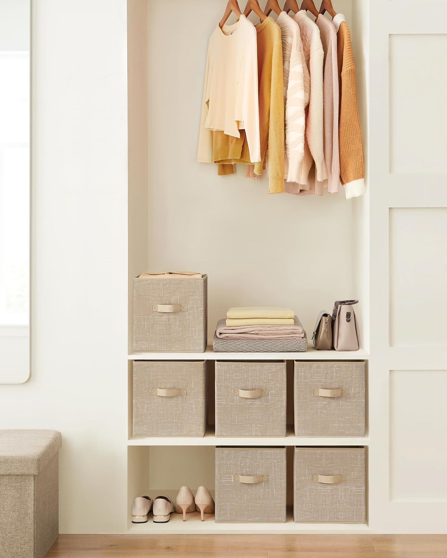 SONGMICS Storage Cubes, Set of 6, 11-Inch Foldable Closet Organizers
