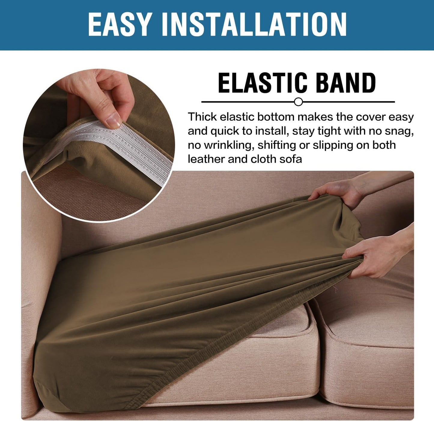 H.VERSAILTEX Velvet Stretch Couch Cushion Cover Plush Cushion Slipcover for Chair Cushion Furniture Protector Seat Cushion Sofa Cover (1 Piece Armchair Cushion Covers, Bronze Brown)