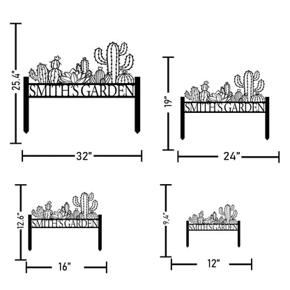Personalized Cactus Metal Garden Sign, Large Garden Decoration Metal Sign with Stakes, Custom Gardener Family Name Sign, Cactus Decor for Outdoor, Patio Decorative, Yard Art, New Home Gift