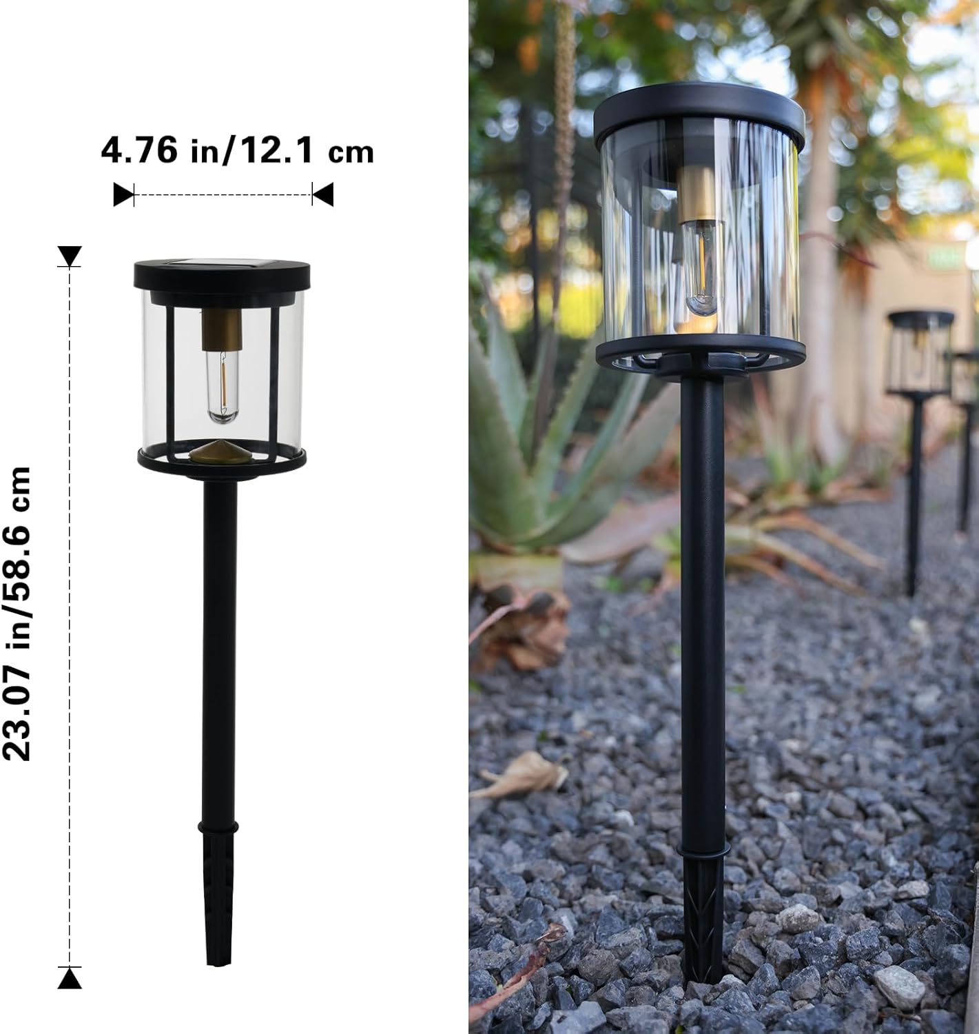 EcoGreen Outdoor Pathway Solar Light, 4pcs Pack,Garden Patio Balcony Walk Way Lights, Aluminum Leg, 5000K Daylight, Waterproof, 4.76 * 23.07in