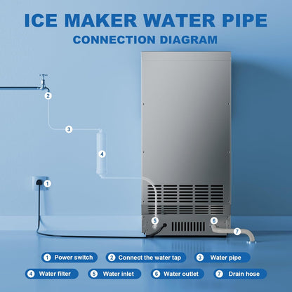 Ice Maker Commercial Ice Machine, 120lbs Per Day, Auto-Cleaning, Countertop Ice Maker with Basket and Scoop, for Home Party/RV Camping