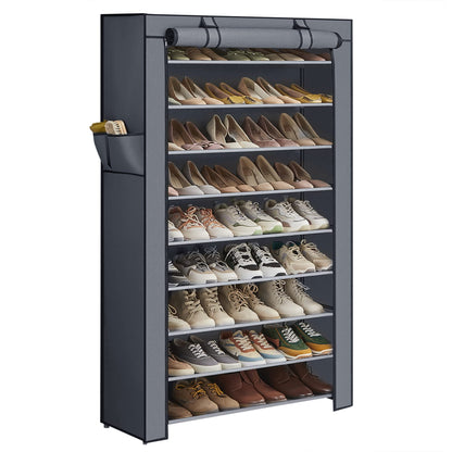 SONGMICS 10-Tier Shoe Rack, Shoe Storage Cabinet with Dustproof Cover, Free-Standing Shoe Storage