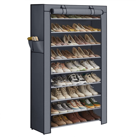 SONGMICS 10-Tier Shoe Rack, Shoe Storage Cabinet with Dustproof Cover, Free-Standing Shoe Storage