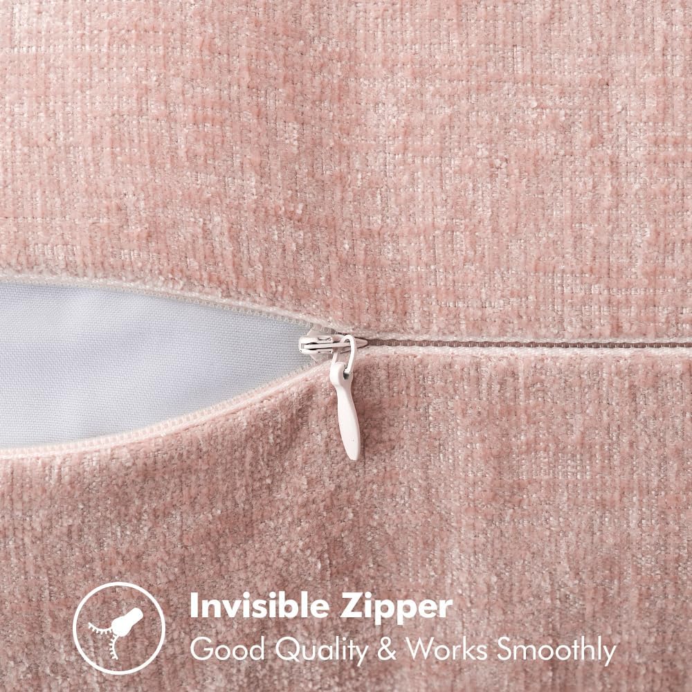 MIULEE Pack of 2 Couch Throw Pillow Covers 16x16 Inch Pink Farmhouse Valentine Decorative Pillow Covers with Stitched Edge Soft Chenille Solid Dyed Spring Pillow Covers for Sofa Bed Living Room