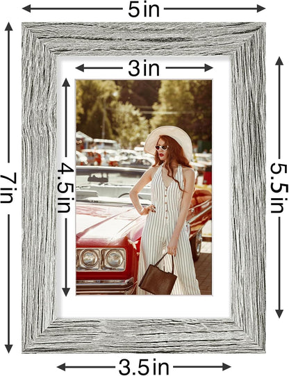 Vittanly 4x6 Picture Frames Set of 9, Shatter Resistant Plexiglass, Display 3.5x5 Pictures with Mat or 4x6 without Mat, Photo Frames for Wall or Tabletop, Engineered Wood, Grey