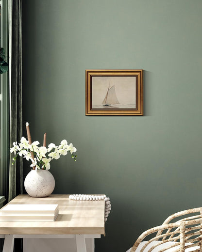 Gold Framed Vintage Wall Art for Living Room, Seaview Painting Prints Shelf Decor for Kitchen, Aesthetic Bedroom Wall Art, Christmas Gifts for Friends or Family (White Sailboat - 8"x10")