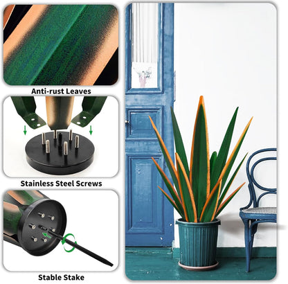 Large Tequila Rustic Sculpture, Rustic Metal Plants for Outdoor Patio Yard, Home Decor Hand Painted Agave Garden Statue, Outdoor Lawn Ornaments Yard Stakes (Dark Green - L)