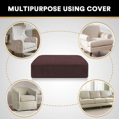PrinceDeco Couch Cushion Cover Cushion Slipcover for Chair Sofa Cushion Furniture Protector Seat Cushion Sofa Cover for Dog Pet Kid with Elastic Straps Width Up to 29.5", Brown