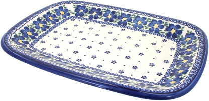 Blue Rose Polish Pottery Spring Blossom Large Rectangular Serving Platter