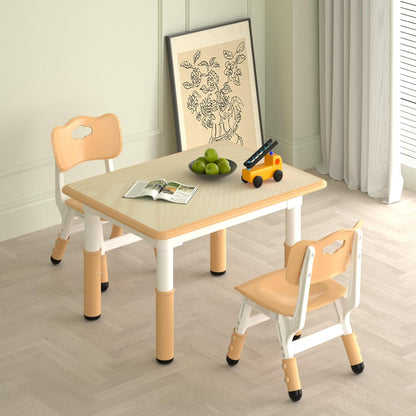 Kids Study Table and 2 Chairs Set,Height Adjustable Table and Chairs for Children and Toddlers,31.5"X23.6"Graffiti Desktop,Suitable for Daycare,Classrooms, Home