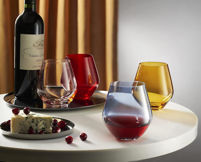 Godinger Wine Glasses, Stemless Wine Glasses, Red Wine Glasses, Drinking Glasses, European Made Stemless Wine Glass - Blush, 17oz, Set of 4