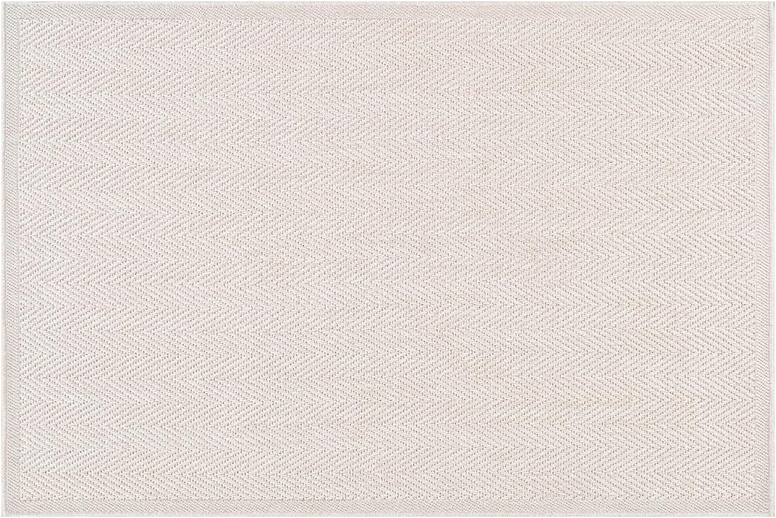 CAMILSON Easy Jute Rug 2x3, Indoor Outdoor Off-White Color Fiber Area Rugs for Bathroom and Kitchen Rug, Herringbone Seagrass Boho Woven Design, Easy-Cleaning, Washable Outside Carpet Alfombras 2 x 3