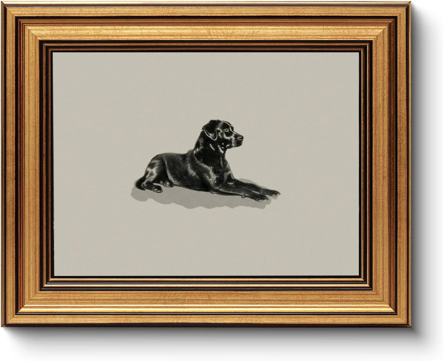 HUARCEY Gold Framed Vintage Wall Art Black Dog Wall Decor Minimalist Animal Art Pictures Room Decor Dog Lovers Gifts Modern Canvas Prints Shelf Artwork for Bedroom Bathroom Living Room 8x10in