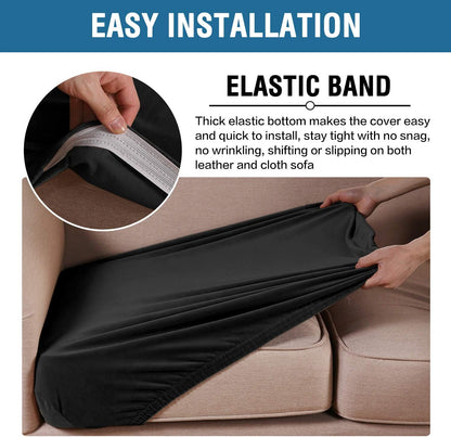 H.VERSAILTEX Velvet Stretch Couch Cushion Cover Plush Cushion Slipcover for Chair Loveseat Sofa Cushion Furniture Protector Seat Cushion Sofa Cover (2 Piece Medium Sofa Cushion Covers, Black)