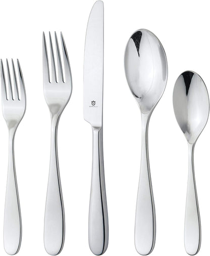 Silverware Set for 6 ??18/10 Stainless Steel Flatware, Mirror Finish, Dishwasher Safe, Durable and Balanced Utensils, Modern Tableware (30-Piece Set, Fidenza)
