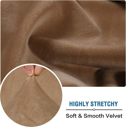 H.VERSAILTEX Velvet Stretch Couch Cushion Cover Plush Cushion Slipcover for Chair Loveseat Sofa Cushion Furniture Protector Seat Cushion Sofa Cover (2 Piece Medium Sofa Cushion Covers, Camel)