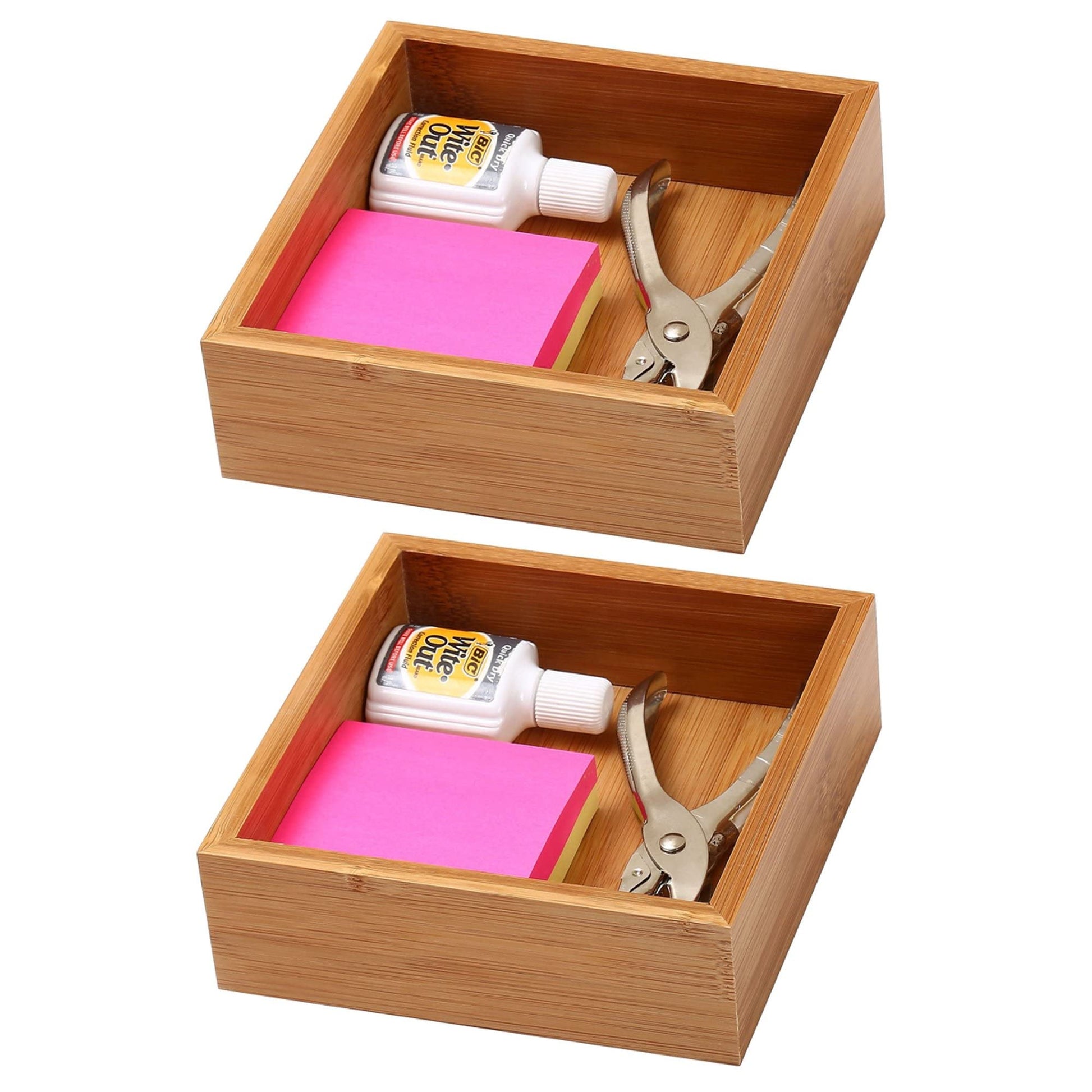 YBM Home Bamboo Drawer Organizer Box Multi-Use Storage for Junk Drawer, Office, Home, Kitchen