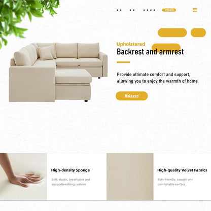 7 - Seater Sofa Bed, Large U - Shaped Modular Sectional Sofa, Oversized Pull - Out Sleeper with Storage for Living Room, Beige