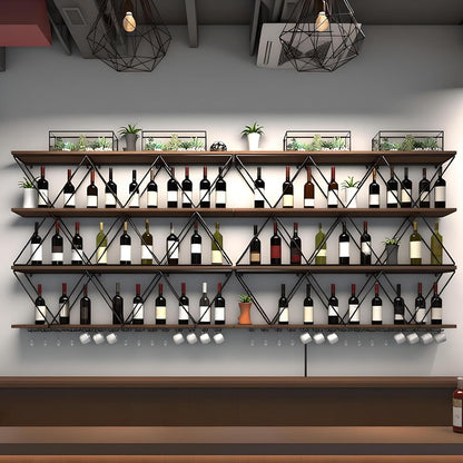 47in Wine Rack Wall Mount with Glass Holder, 3-Tier Floating Wine Rack, Multi-Function Bar Wine Bottle Display Rack for Commercial Restaurants, Tea Rooms, Bars, Wine Cellars (black, 47.24in/120cm)